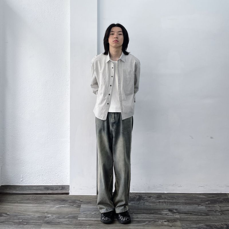 Urban Functional Cropped Plaid Shirt