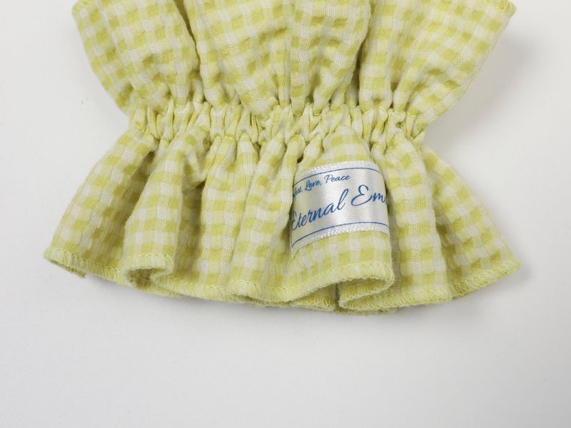 VINTAGE CHECK FRILL HAIR SCRUNCH (LIGHT GREEN)