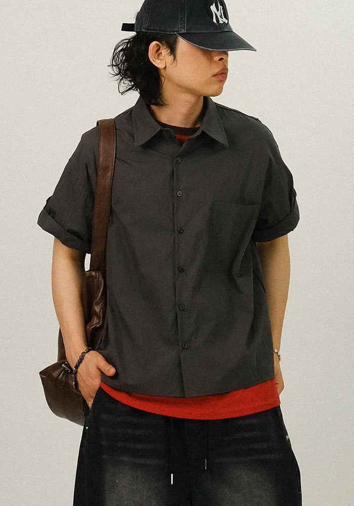 SEMIKAJI(セミカジ)の「DEE Crop Roll-up Half Work Shirts(Tops)」