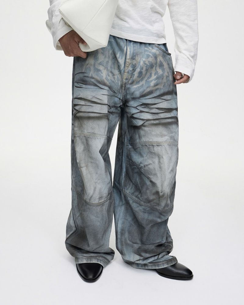 Dirty light blue baggy jean