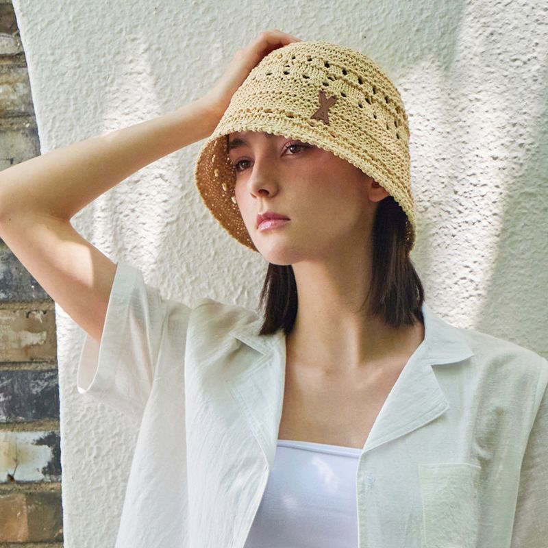 VA Patch Soft Knit Bucket Hat / Beige