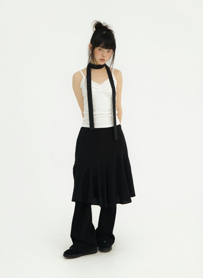 WAVY CHECK MIDI SK BLACK