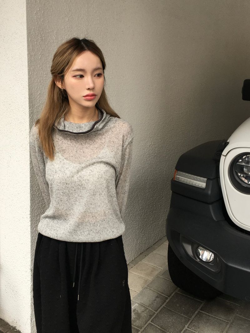 Slender Button Hoodie Knit (3c)