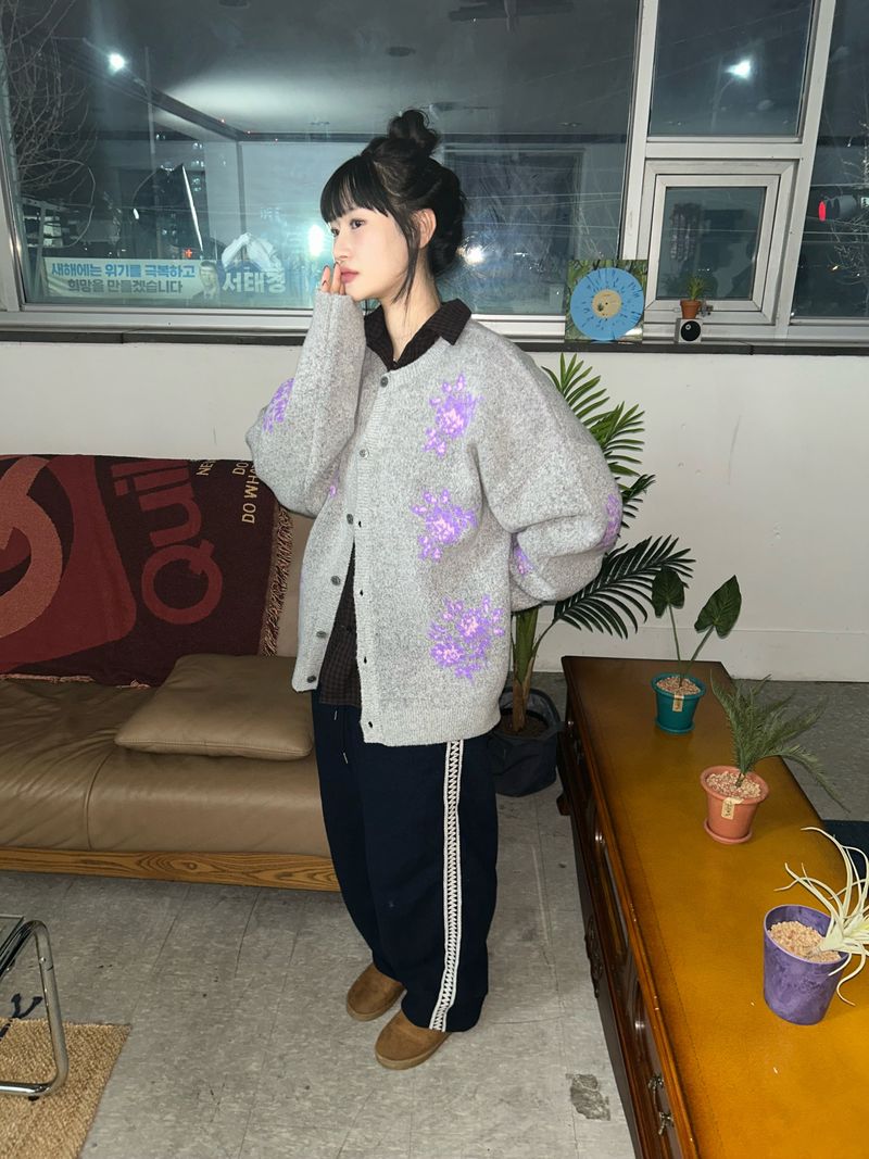 (2color) flower cardigan