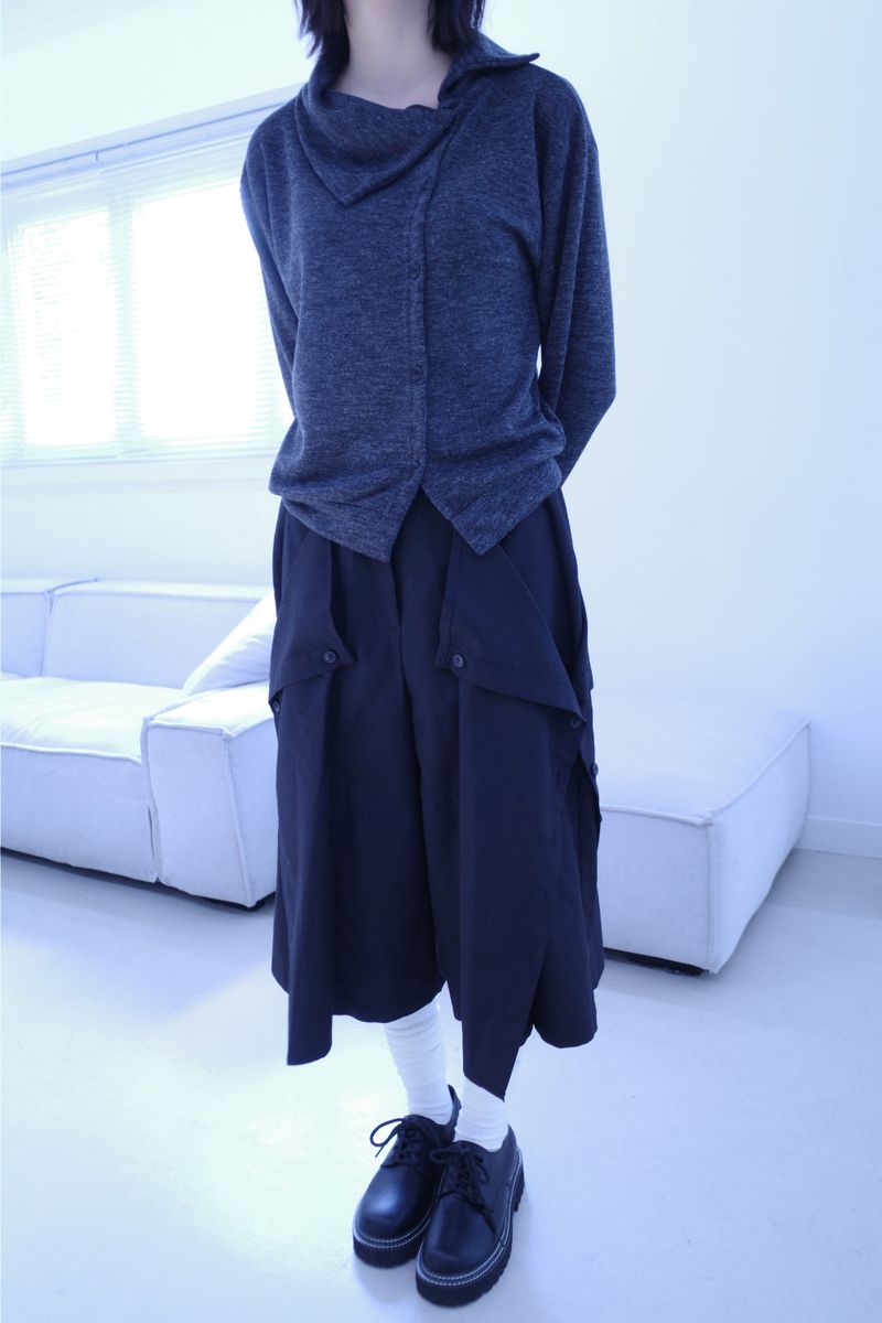 Maroon button bermuda pt (3color)
