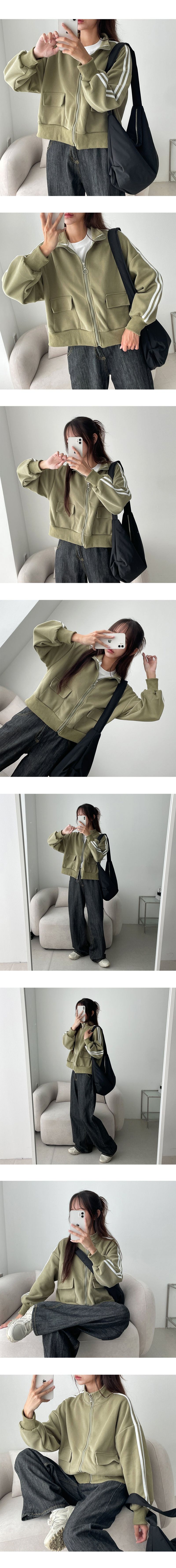 Roots line track color zip-up jumper
