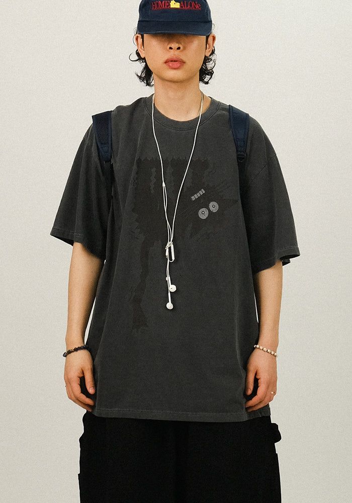SEMIKAJI(セミカジ)の「MM Pigment Washing Cat Half T(Tops)」