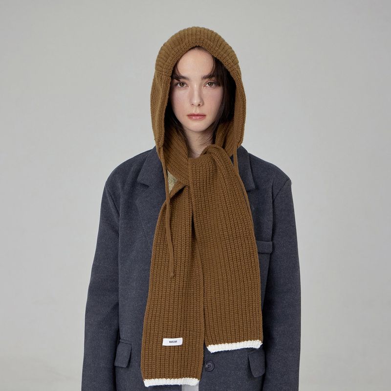VARZAR（バザール）の「VARZARロゴラベルフードマフラー / Brown（ファッション小物）」