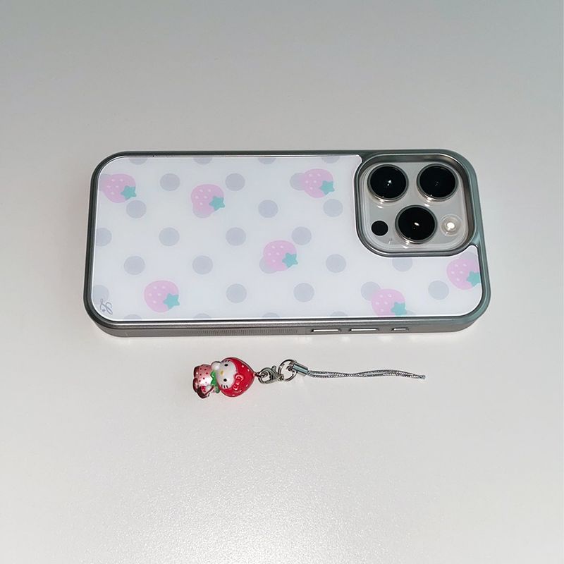 [MADE] STRAWBERRY DOT PHONE CASE (glass silver bumper)
