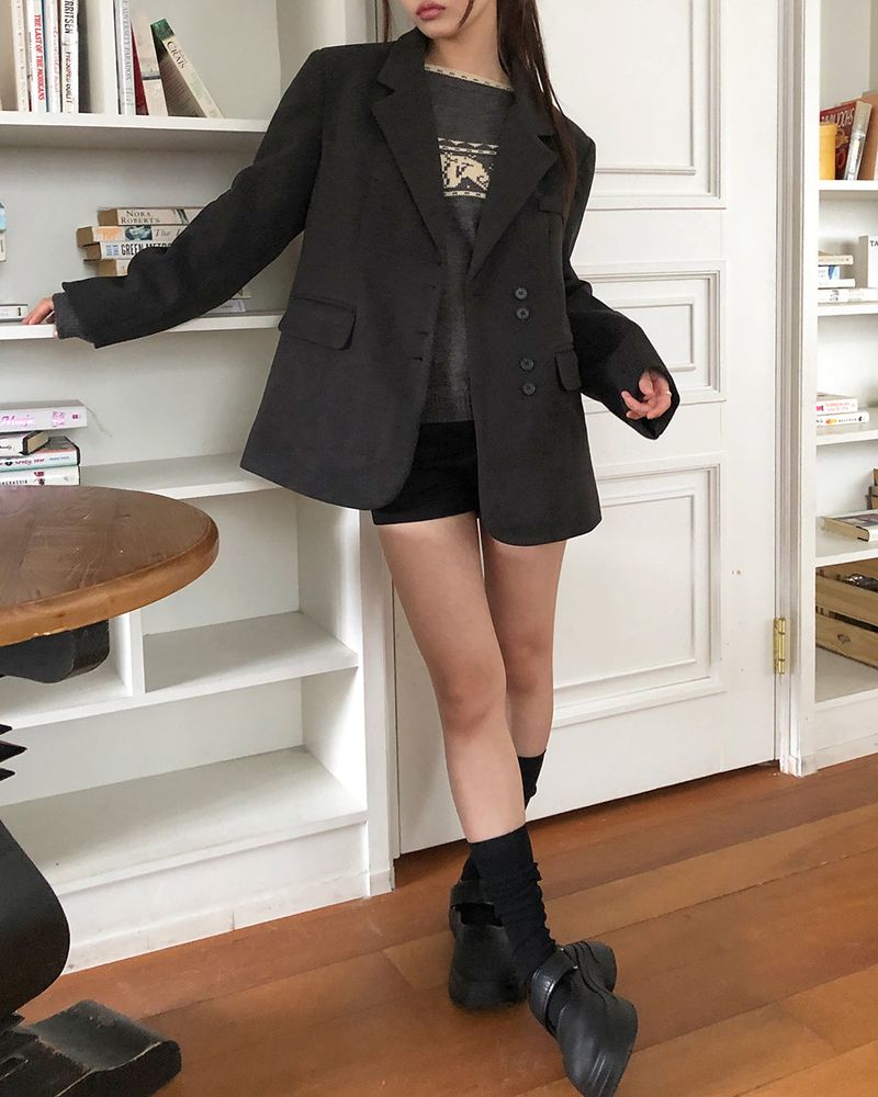 Yubil Button Collar Pocket Blazer Jacket