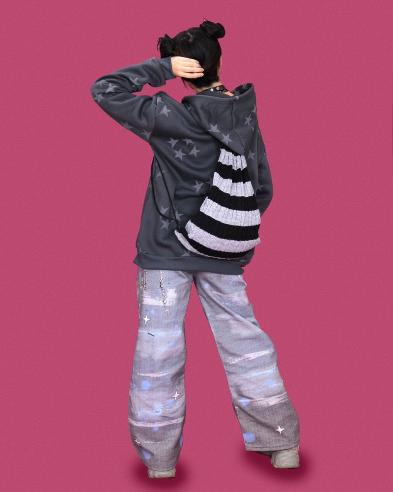 kitsch painting denim pants