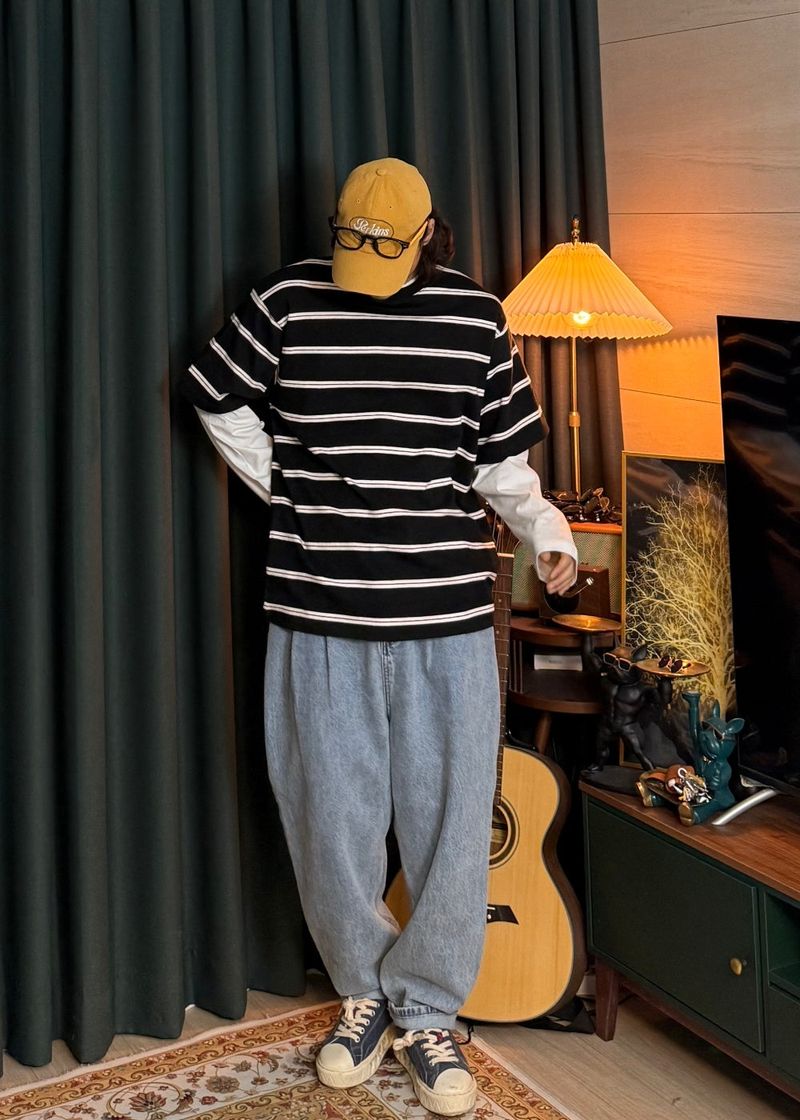 Striped Layered Long-Sleeve 2COLOR