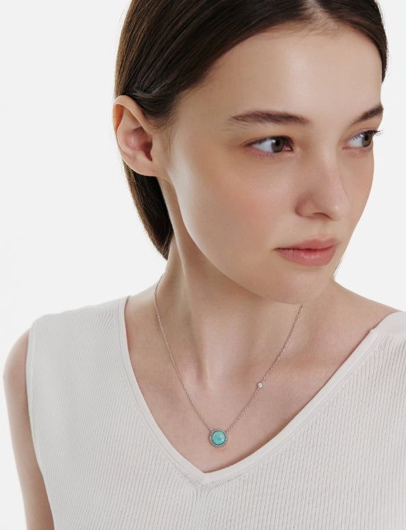 26SS★ [Premium Plating] Pennysense AB(W) Goutte Necklace Amazonite