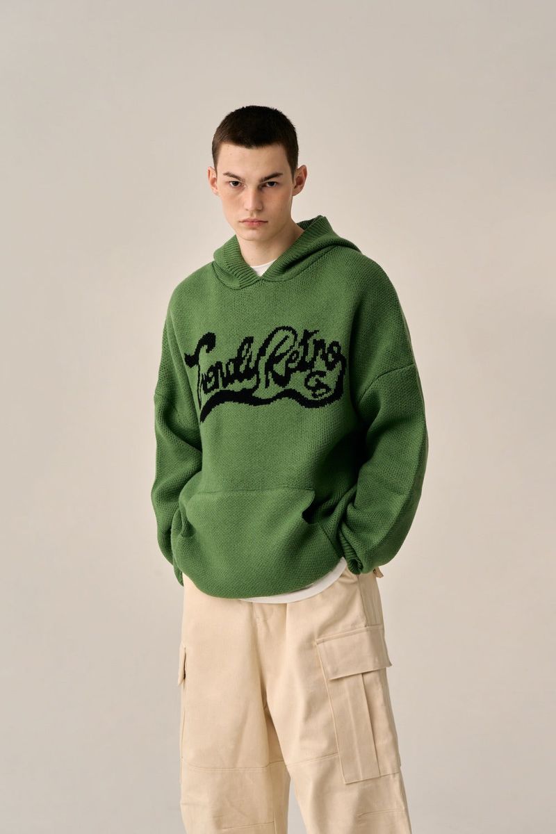 WAVE LOGO KNIT HOOD - KHAKI