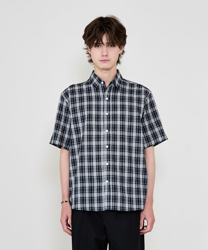 marina check half shirts navy