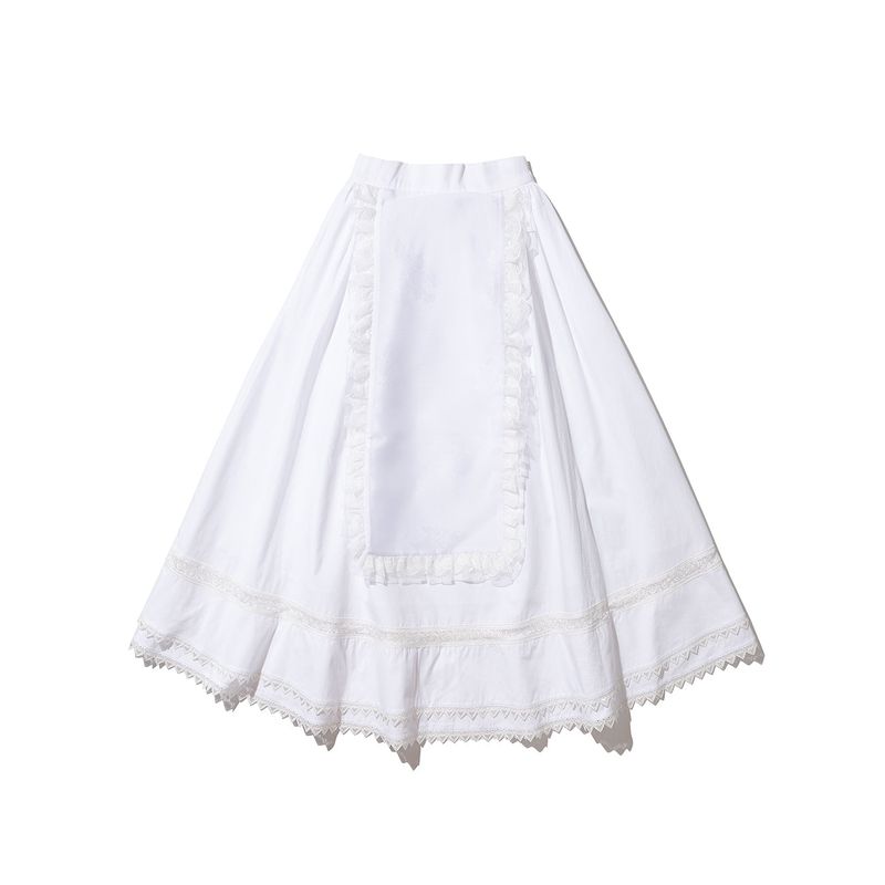 Apron-pyeseul Skirt (White)