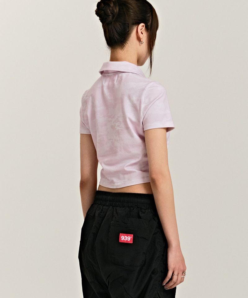939 LOGO COLLAR CROP TOP (PINK/CAMO)