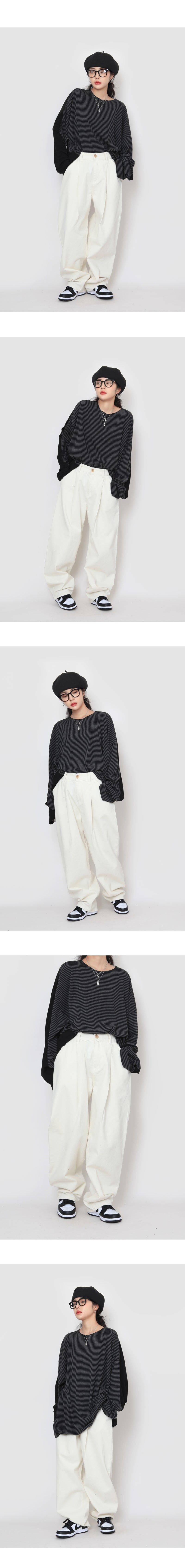Cream Black Balloon Pants