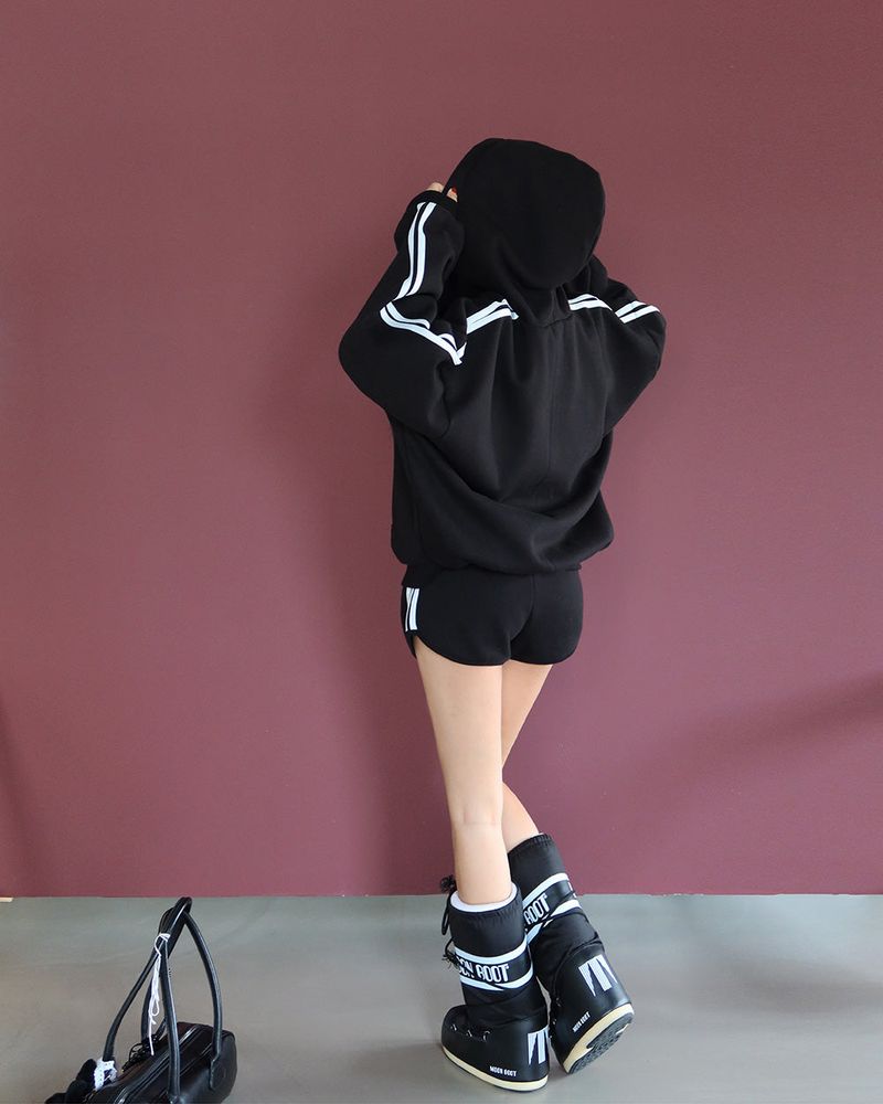 Breeze napping track Oversized-fit hooded zip-up