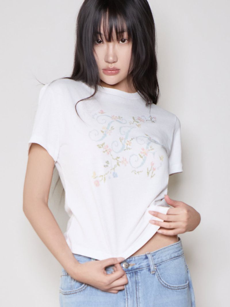 Floral Initial Tee