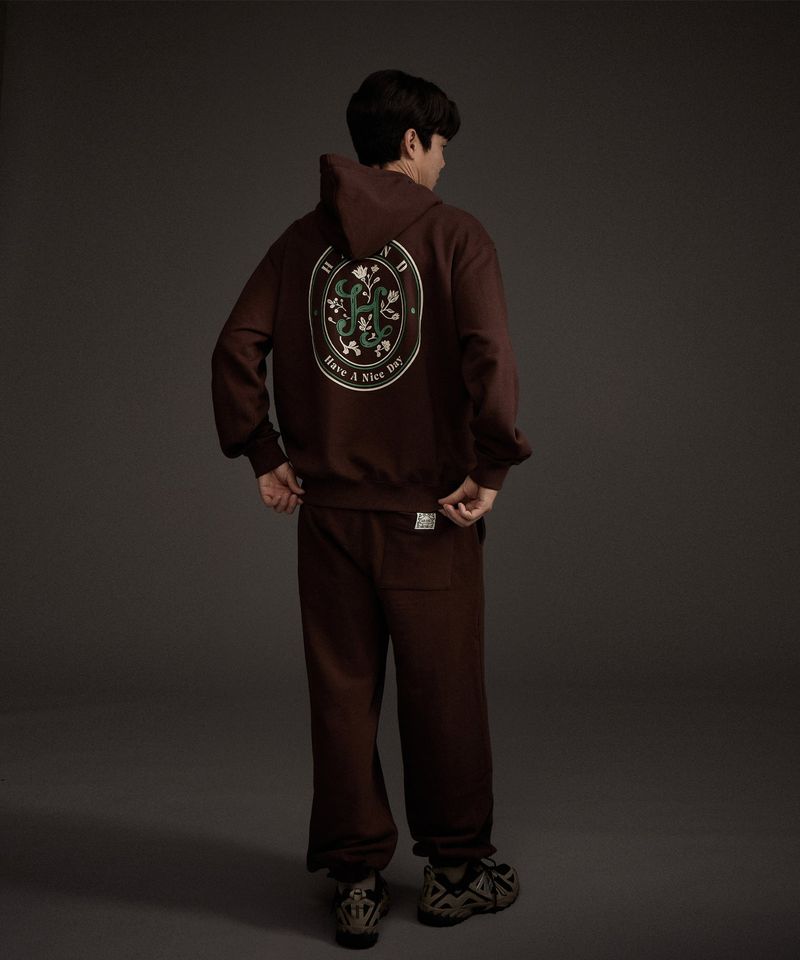 HAAND LOGO GRAPHIC HOODIE BROWN