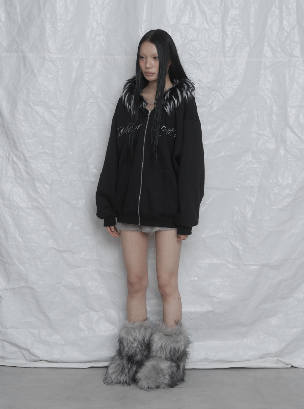[mnem] Soft Fur Mini Shorts (gray)