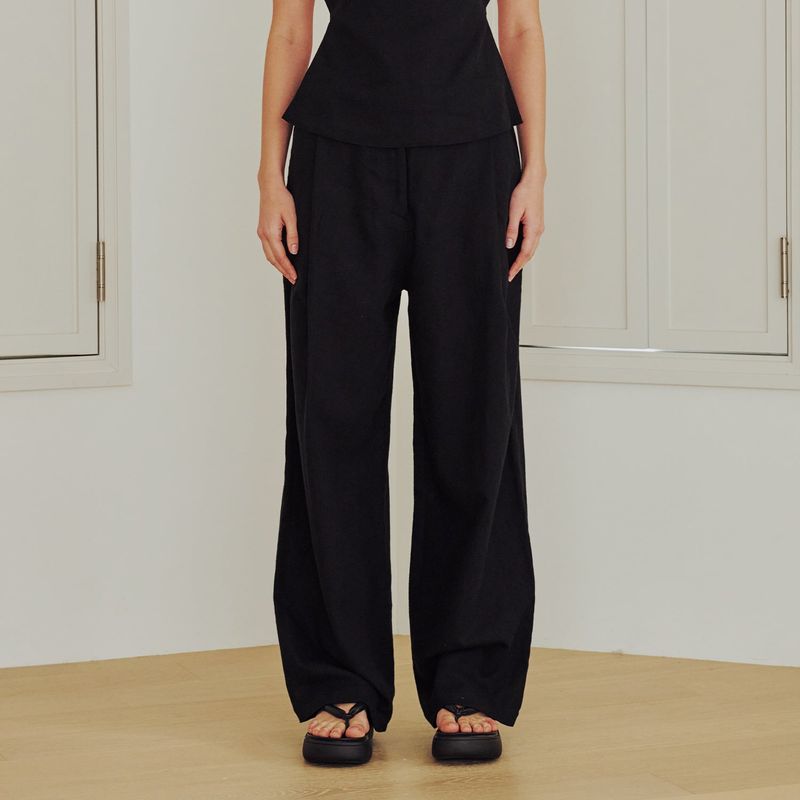 Linen Wide Pants (BLACK)