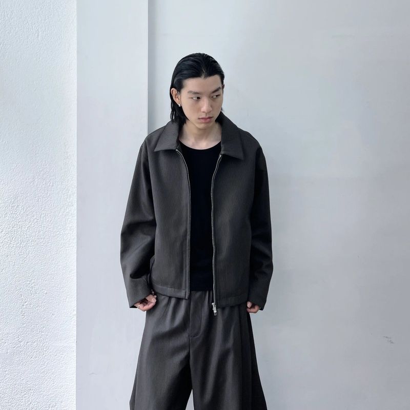 ピンストライプ ジップ ジャケット