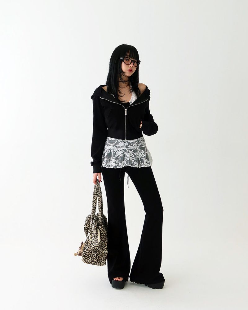 Lace see-through layered frill long sleeveless
