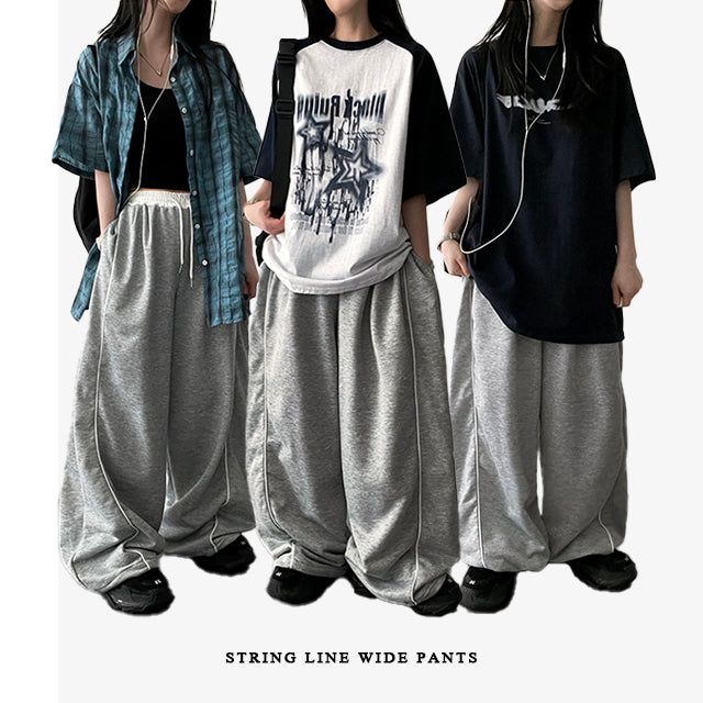 Tury banding line string training wide pants