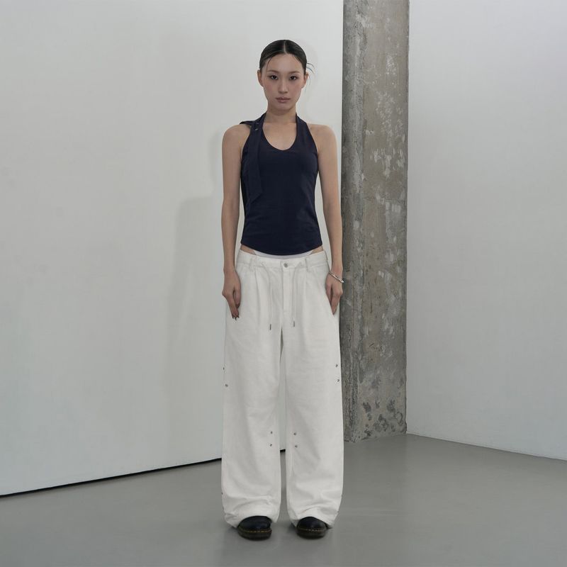 UTILITY POCKET WIDE SWEAT PANTS (WHITE)
