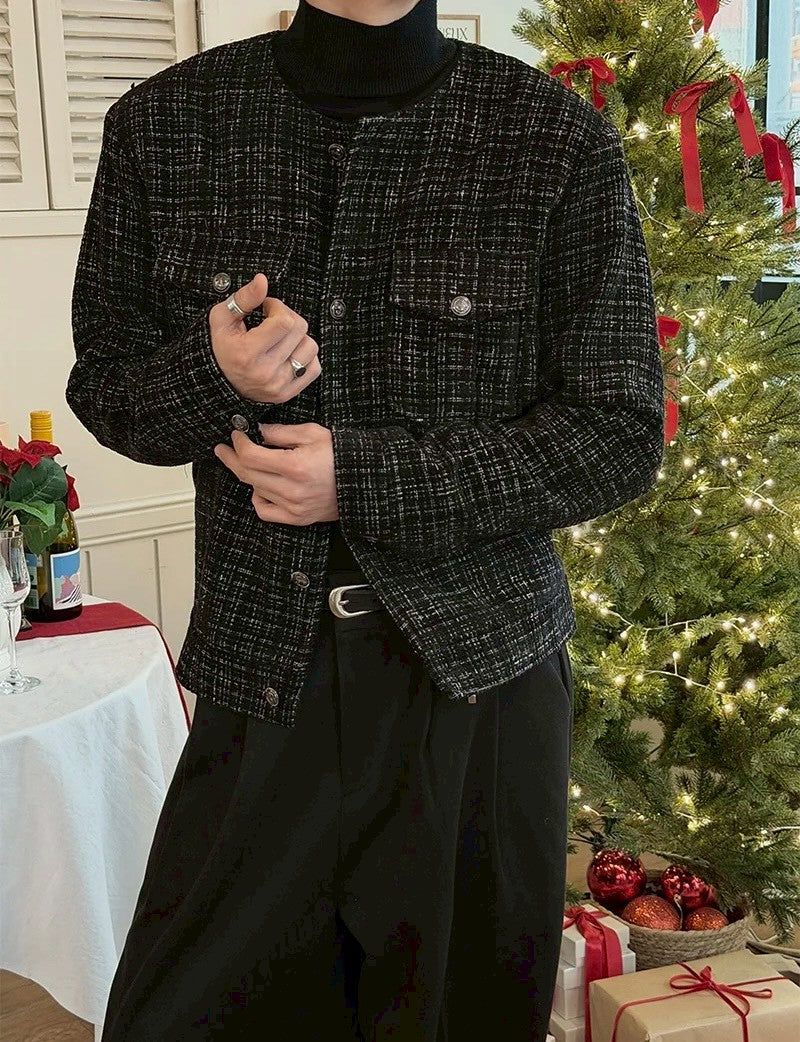 [F/W] Black line tweed jacket(2color)