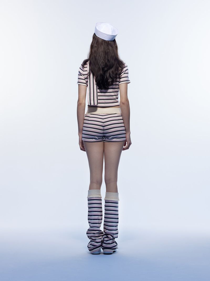 EmohaY2K Pink striped basic all-match shorts