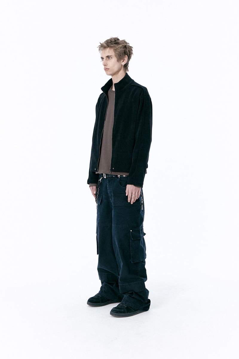 (BASE) MONO KNIT ZIP UP (BLACK)