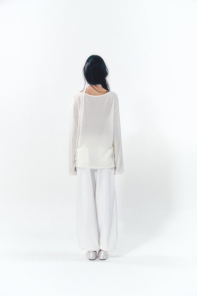 Knit Tie Long Sleeve Set Ivory