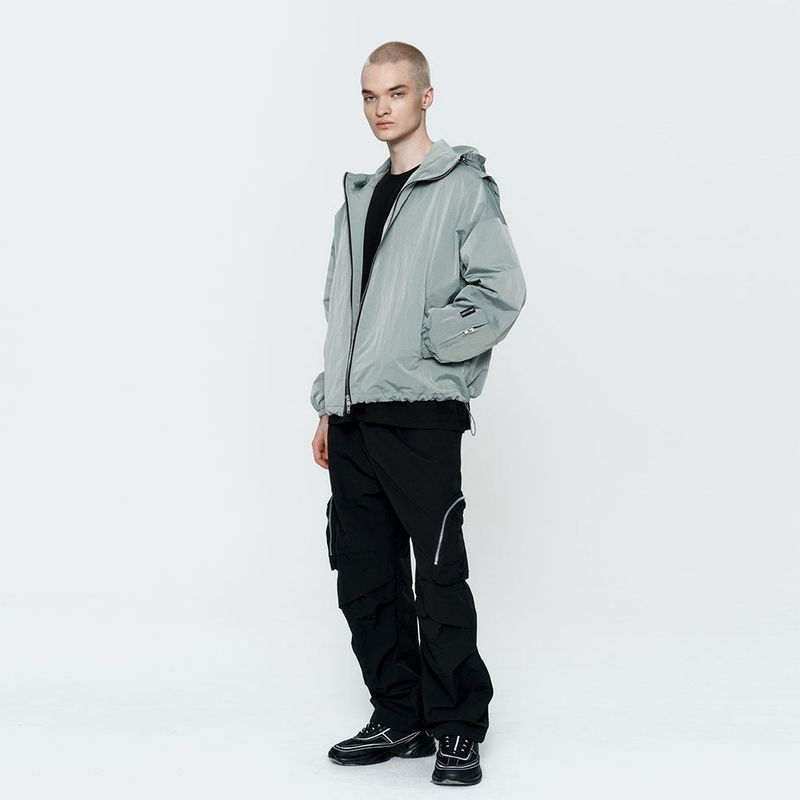 Crinkle Hood Wind Jumper Green