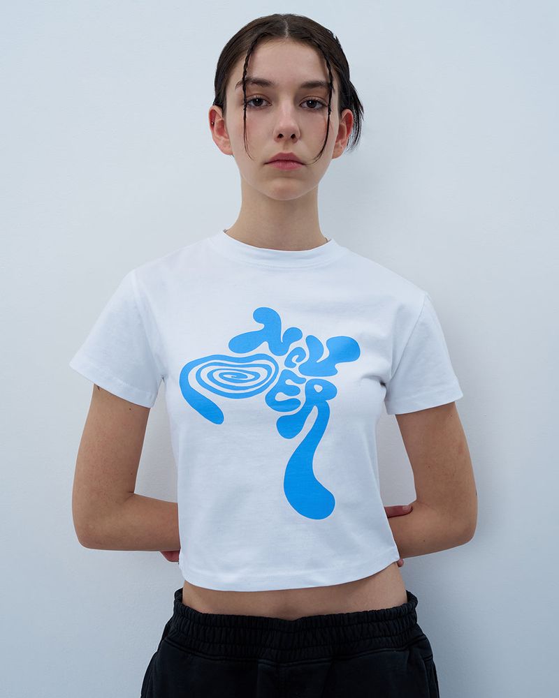 TWISTED LOGO CROP TSHIRT-WHITE