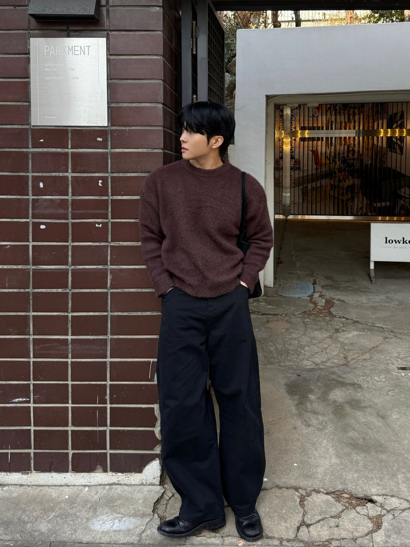 Angora hairy cropped knitwear