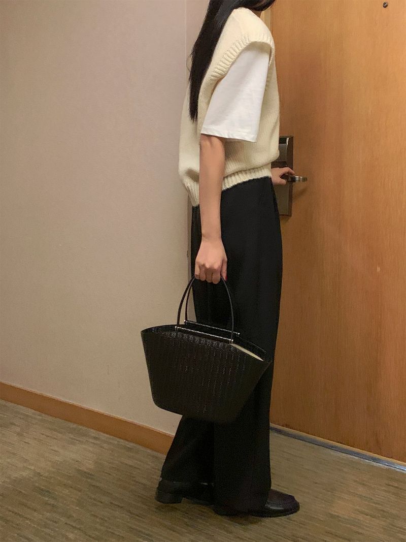 luch wool pintuck wide slacks