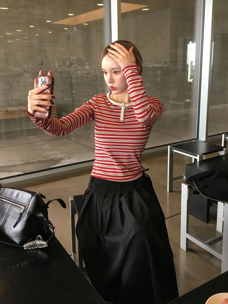 Very Striped Button Long Sleeve (3c)