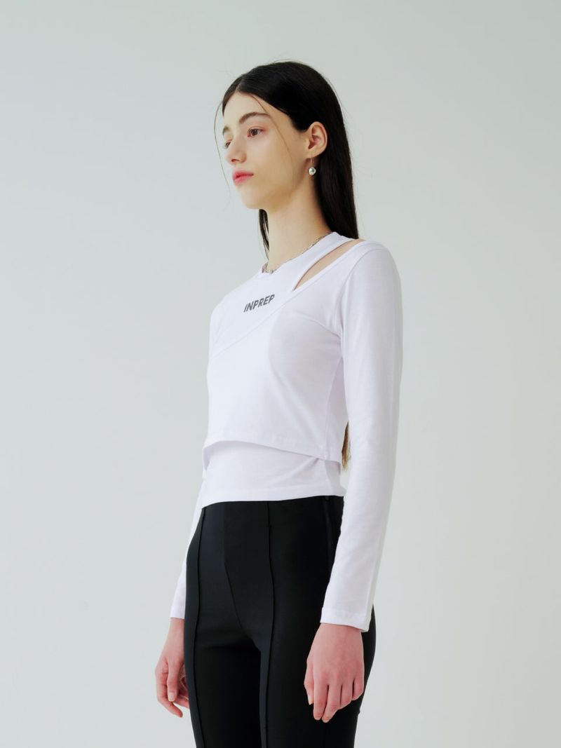 INPREP(インプレップ)の「DOUBLE LAYERED LONG SLEEVE T-SHIRT (WHITE)(Tops)」