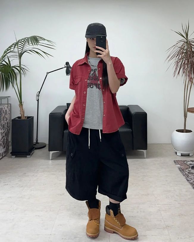 Luden Button Cargo Bermuda Pants