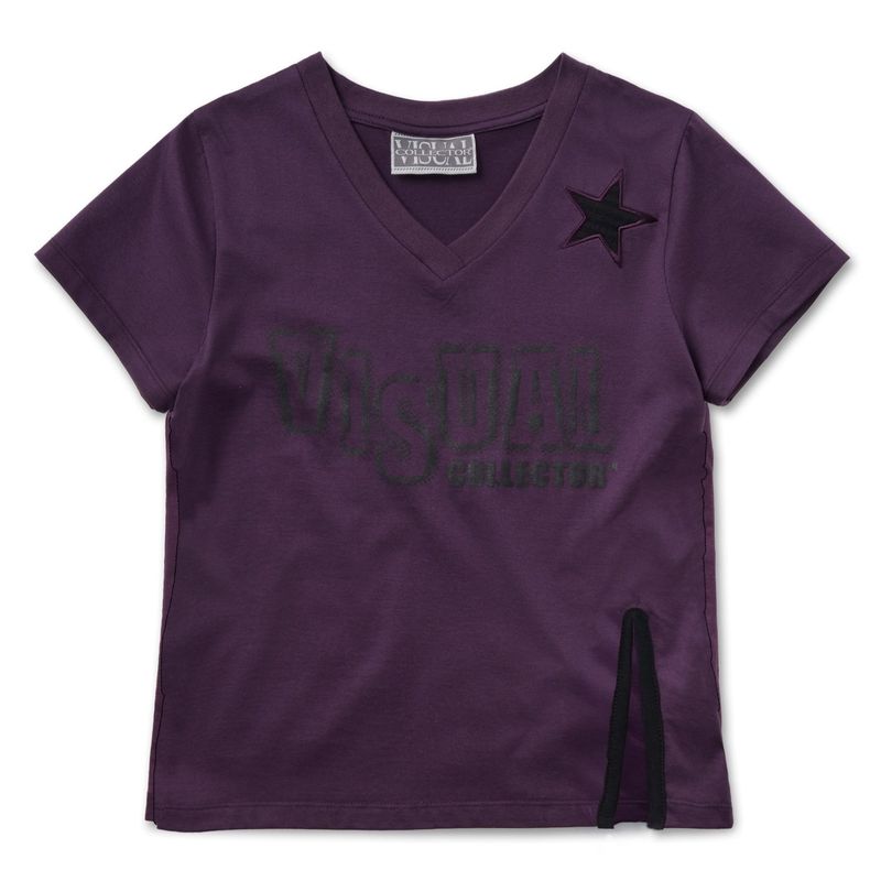 Star Applique Slit Tee [Purple]