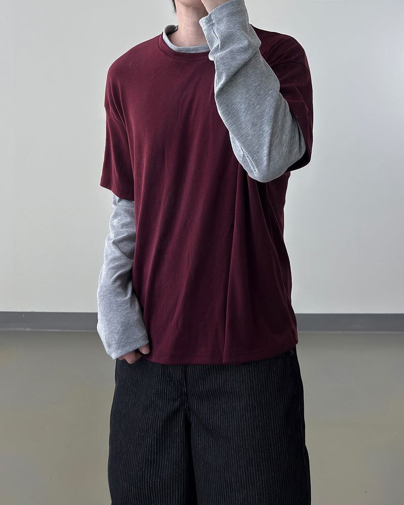 Mix Layered Long Sleeve T-Shirt