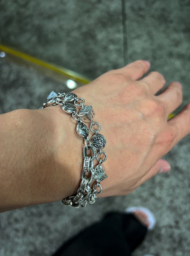 DICE BALL CHAIN BRACELET(22.5CM)