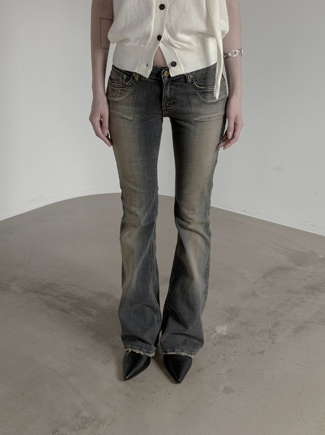 Sand Tin Washed Raw Bootcut Denim