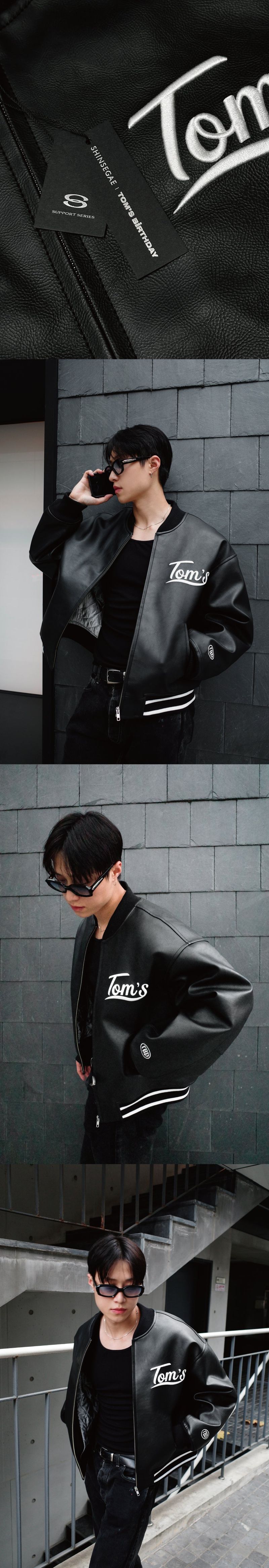 [SHINSEGAE X TBD] VARCITY BOMBER JACKET ALL BLACK
