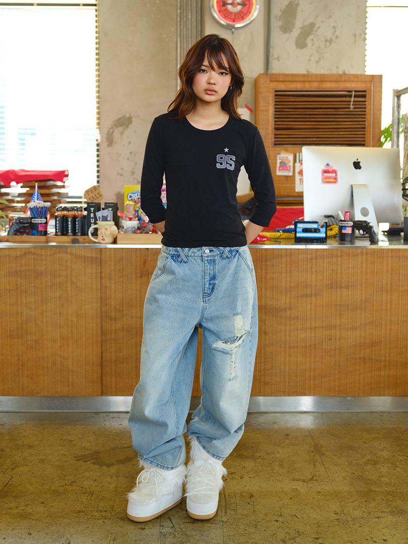 CROSS APLIQUE DENIM LIGHT BLUE