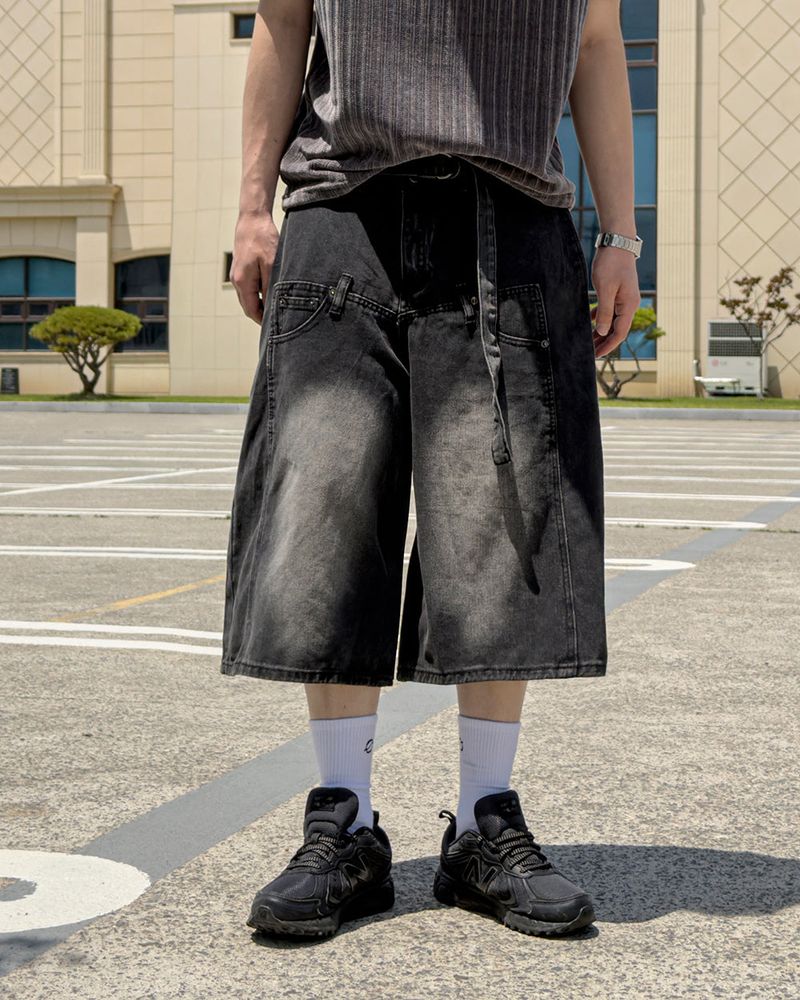 Beltic Asymmetric Pocket Bermuda Denim