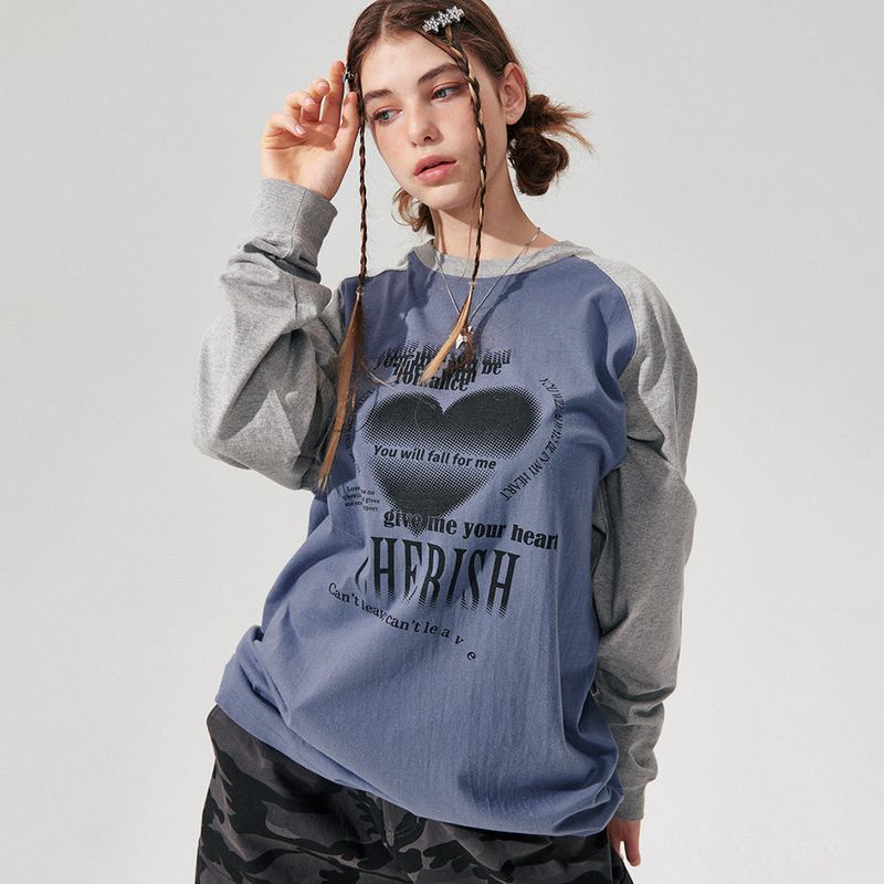 Y2K Heart Raglan Long sleeve [Blue]